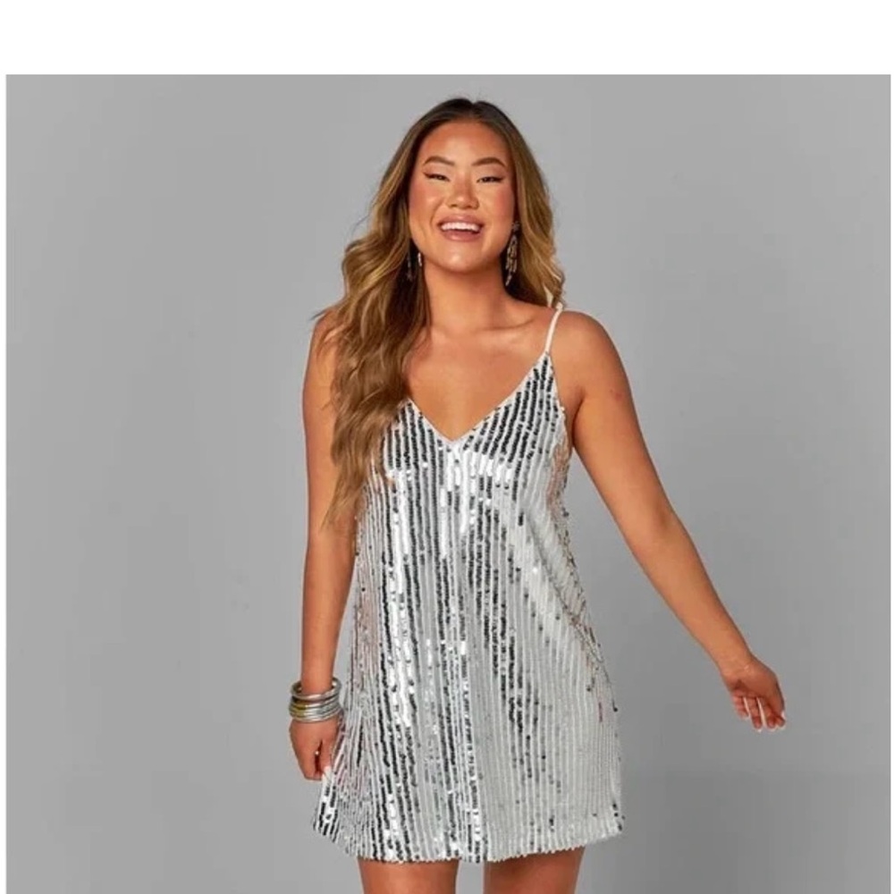 Buddy Love Silver Sequin Mini Dress NYE